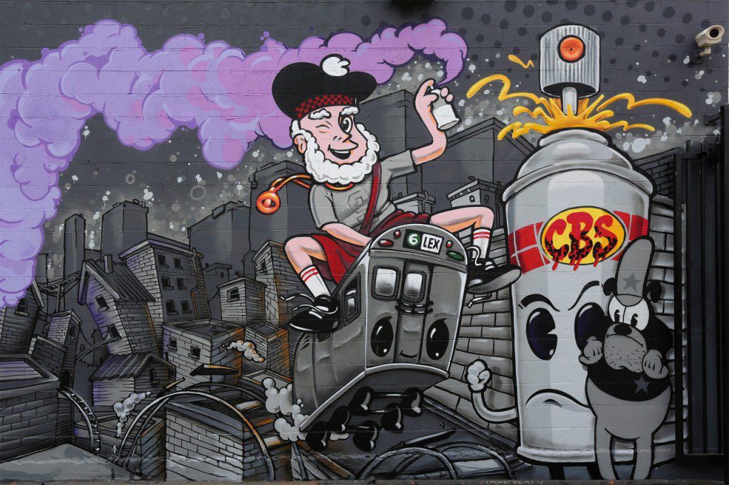 Rustoleum Character Graffiti Mural in LA Subway Car