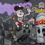 Rustoleum Character Graffiti Mural in LA Subway Car