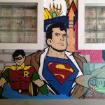 Superman Robin Cartoon Character Street Art in MN