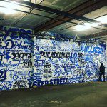Philadelphia Glossblack Letter Collage Mural in Gym