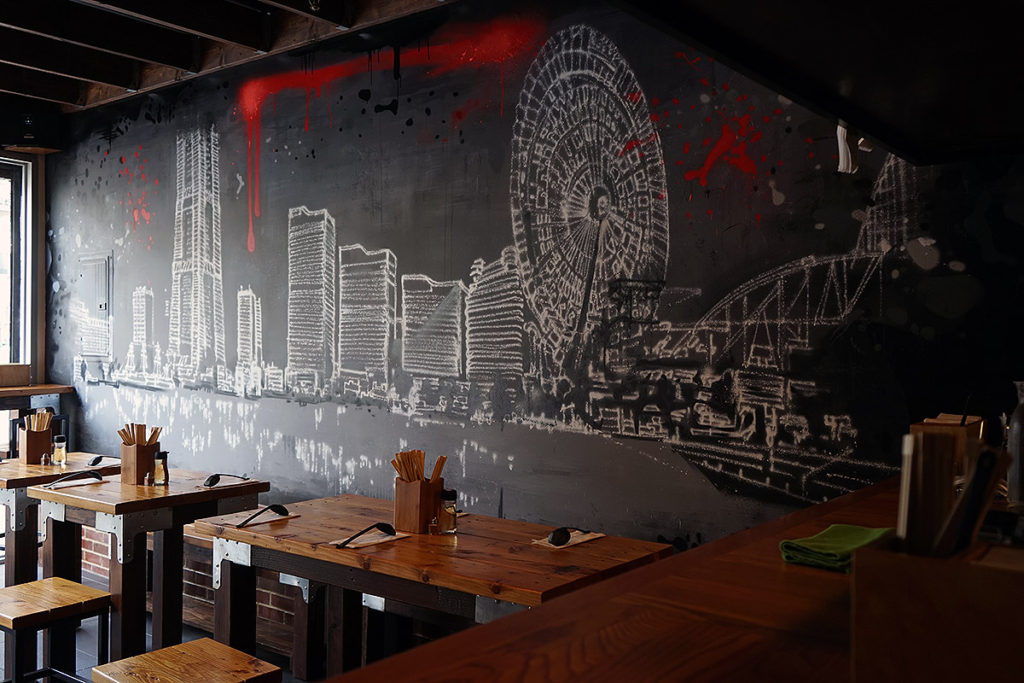 Restaurant Skyline Mural - Street Art
