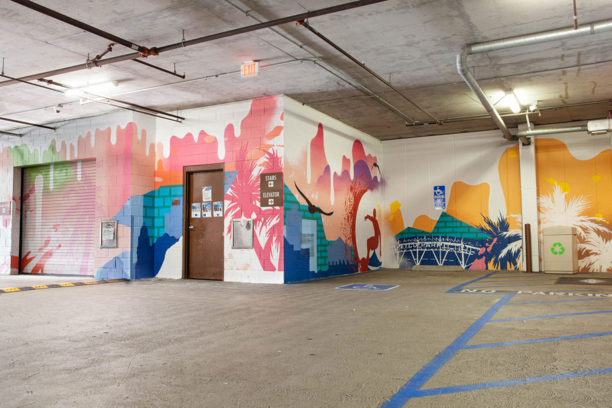 Parking Garage Mural & Indoor Graffiti Art in San Diego, CA for SDSU