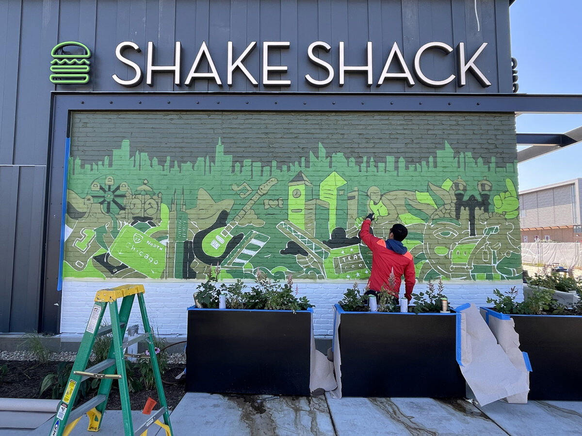 Outdoor Doodle Mural for Shake Shack in Chicago