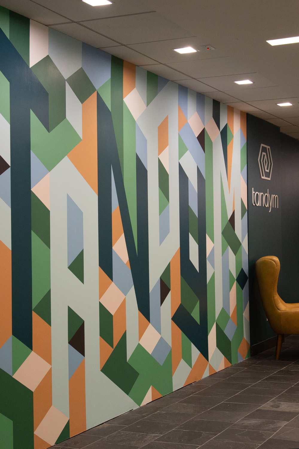geometric office mural